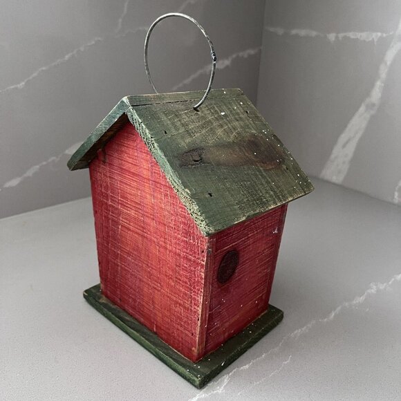 Vintage Bird House Holidays Winter Snowman Hand painted Wood Rustic Collectible - Picture 3 of 8